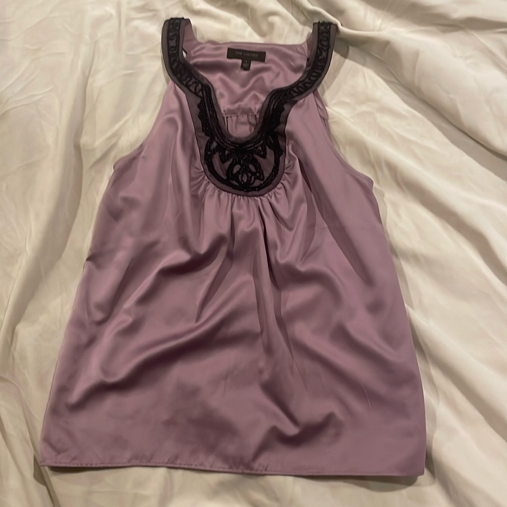 Small, The Limited, Purple sleeveless top with black bead embellishments